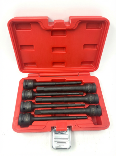 7PCS Extra Long Impact Hex Bit Socket Set 1/2 Drive CR-MO Steel