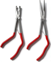 2-Piece Long Reach Pistol Grip Pliers Set (10 & 11) – Heavy Duty Long Nose & Hose Clamp Pliers for Automotive, Appliance Repair & Tight Spaces