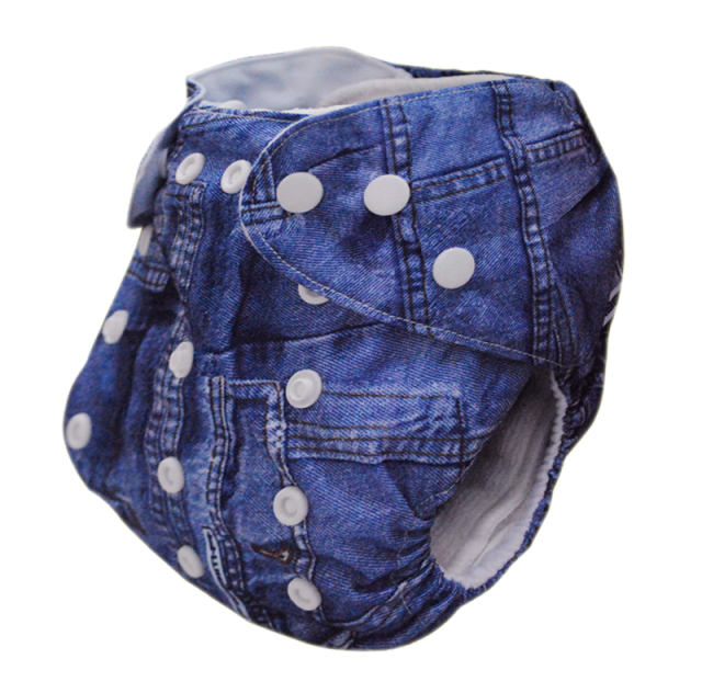 ALVABABY One Size Print Pocket Cloth Diaper -Jeans(J01A)