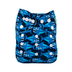 ALVABABY One Size Print Pocket Cloth Diaper -Blue Sharks(H-YK47A)