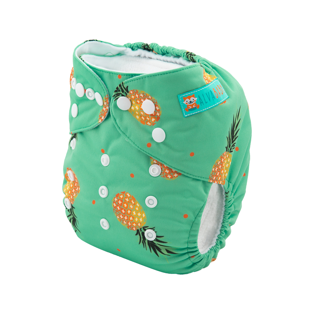ALVABABY Print Cloth Diaper - One Size Adjustable Washable & Reusable Diaper for Babies and Toddlers (Pineapple, H074A)
