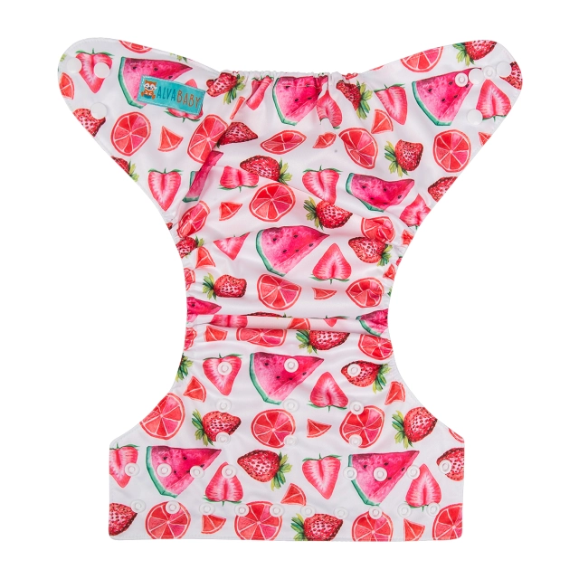 ALVABABY One Size Print Pocket Cloth Diaper - Strawberry (H-YK49A)