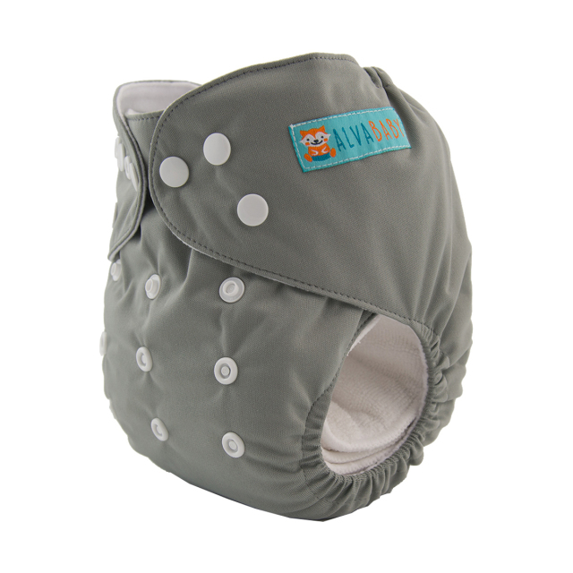 ALVABABY One Size Solid Color Pocket Cloth Diaper -Grey(B29A)