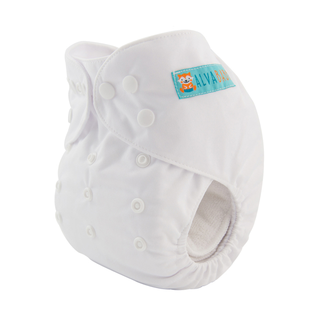 ALVABABY One Size Solid Color Pocket Cloth Diaper -White(B09A)