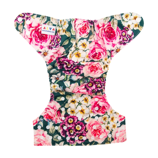 ALVABABY One Size Print Pocket Cloth Diaper -Flowers(H072A)