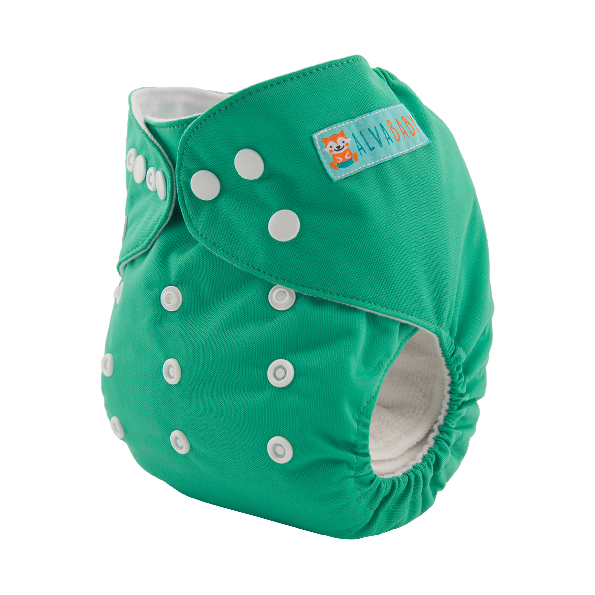 ALVABABY Solid Cloth Diaper - One Size Adjustable Washable & Reusable Diaper with Pocket for Babies (Green, B30A)