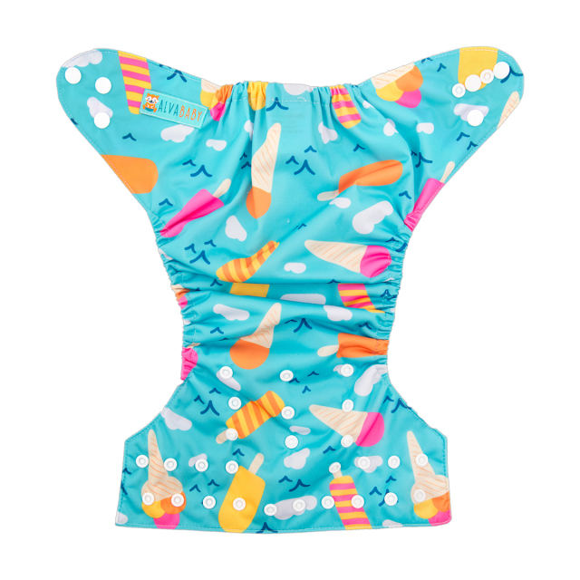 ALVABABY One Size Print Pocket Cloth Diaper -ice cream(H076A)