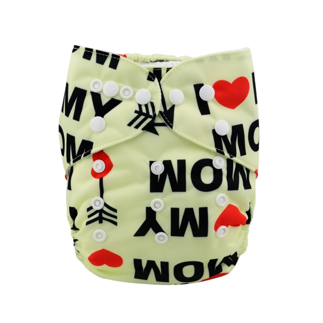 ALVABABY One Size Print Pocket Cloth Diaper -I love Mom(H038A)