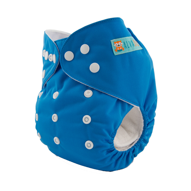 ALVABABY One Size Solid Color Pocket Cloth Diaper -Blue(B06A)