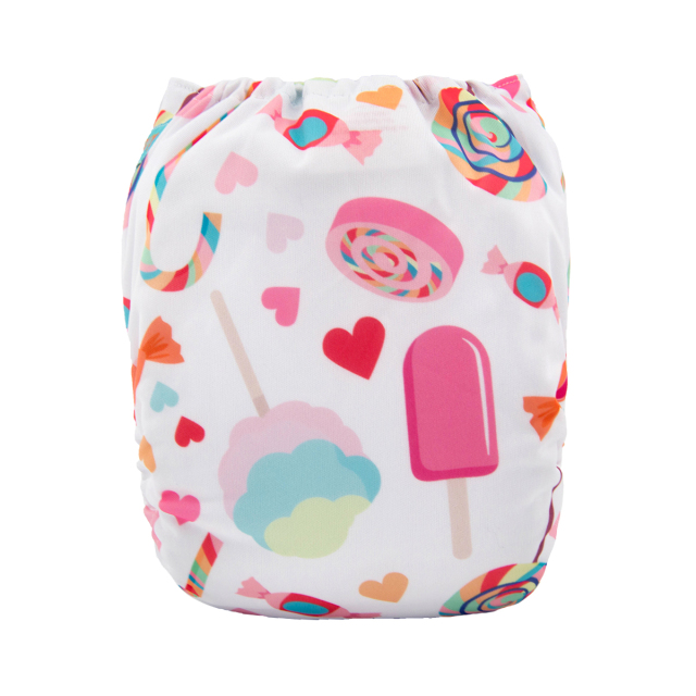 ALVABABY One Size Print Pocket Cloth Diaper -Candy(H077A)