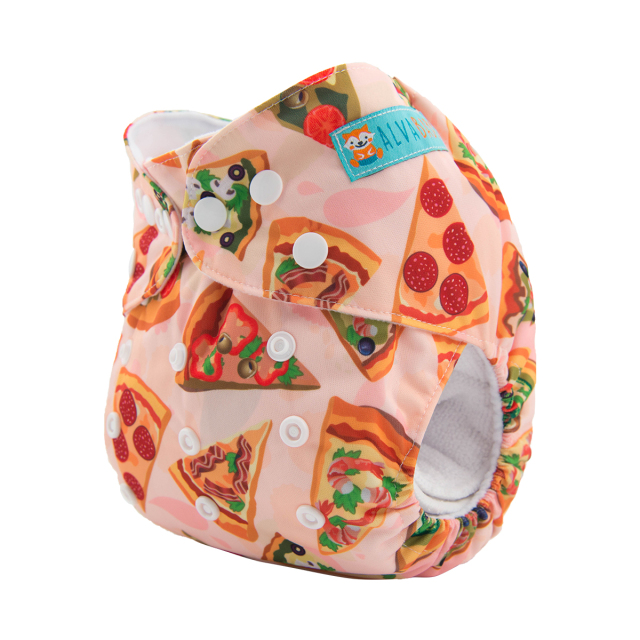 ALVABABY One Size Print Pocket Cloth Diaper -Pizza(H086A)