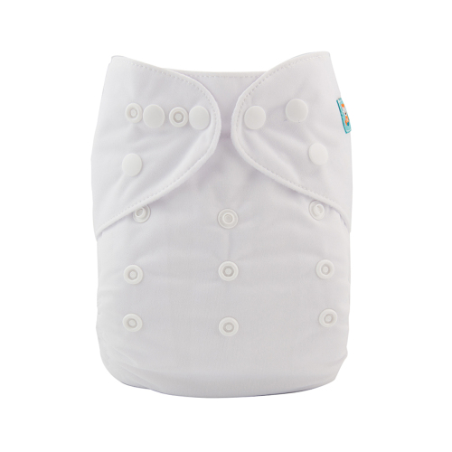 ALVABABY Solid Cloth Diaper - One Size Adjustable Washable & Reusable Diaper with Pocket for Babies (White, B09A)