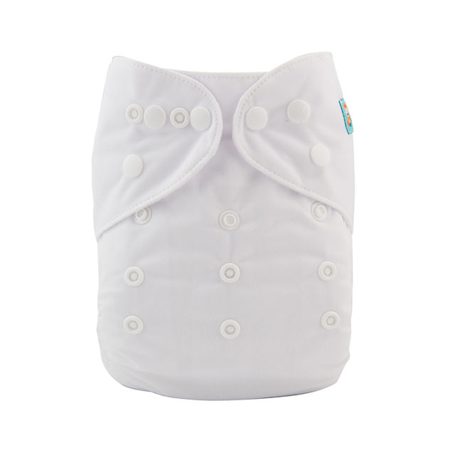 ALVABABY One Size Solid Color Pocket Cloth Diaper -White(B09A)
