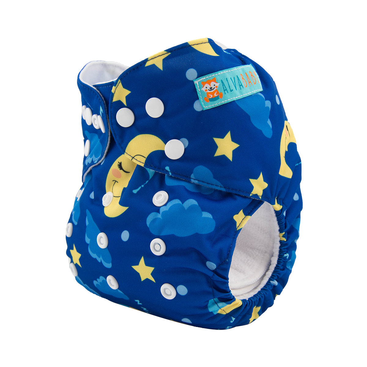 ALVABABY Print Cloth Diaper - One Size Adjustable Washable & Reusable Diaper for Babies and Toddlers (Moon and star, H085A)