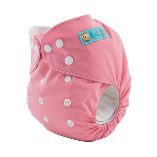 ALVABABY One Size Solid Color Pocket Cloth Diaper -Pink(B16A)