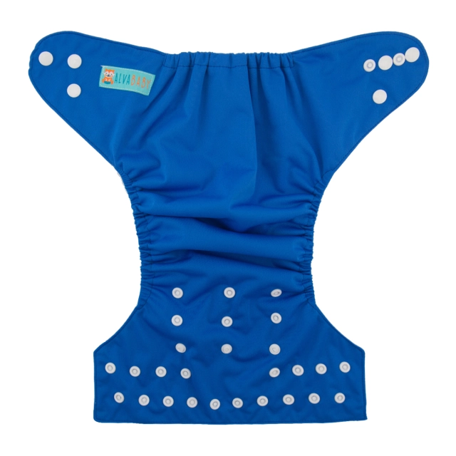 ALVABABY One Size Solid Color Pocket Cloth Diaper -Blue(B25A)