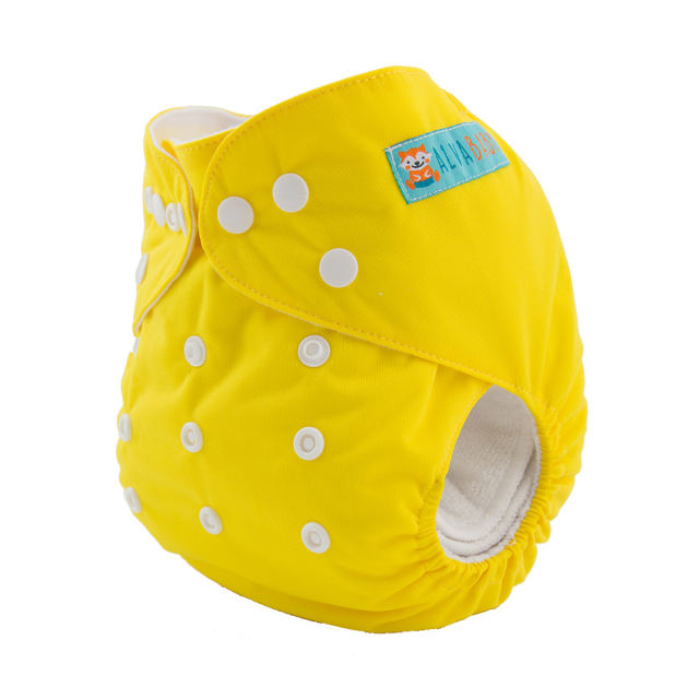ALVABABY One Size Solid Color Pocket Cloth Diaper -Yellow(B12A)