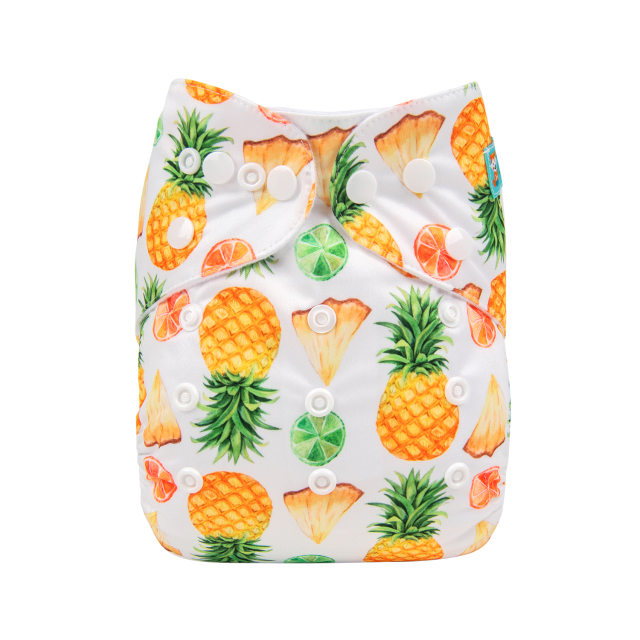 ALVABABY One Size Print Pocket Cloth Diaper -Pineapple(H-YK50A)