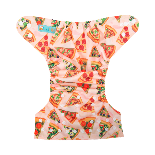 ALVABABY One Size Print Pocket Cloth Diaper -Pizza(H086A)