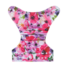 ALVABABY One Size Print Pocket Cloth Diaper -Beautiful Flowers (H065A)