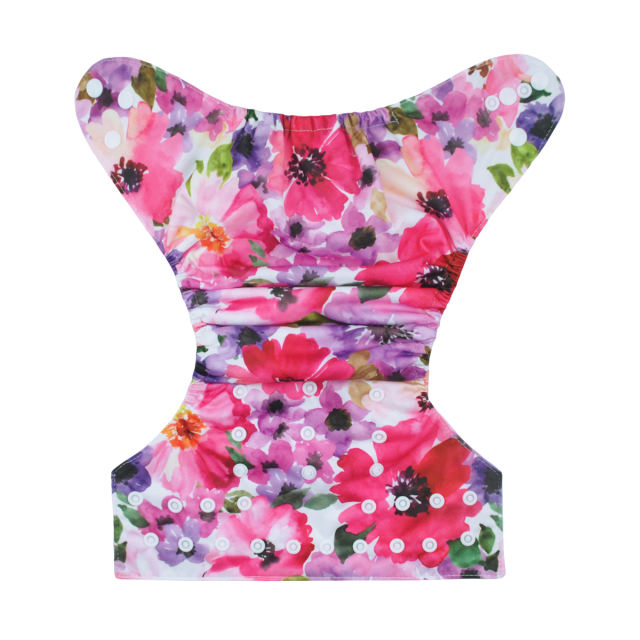 ALVABABY One Size Print Pocket Cloth Diaper -Beautiful Flowers (H065A)