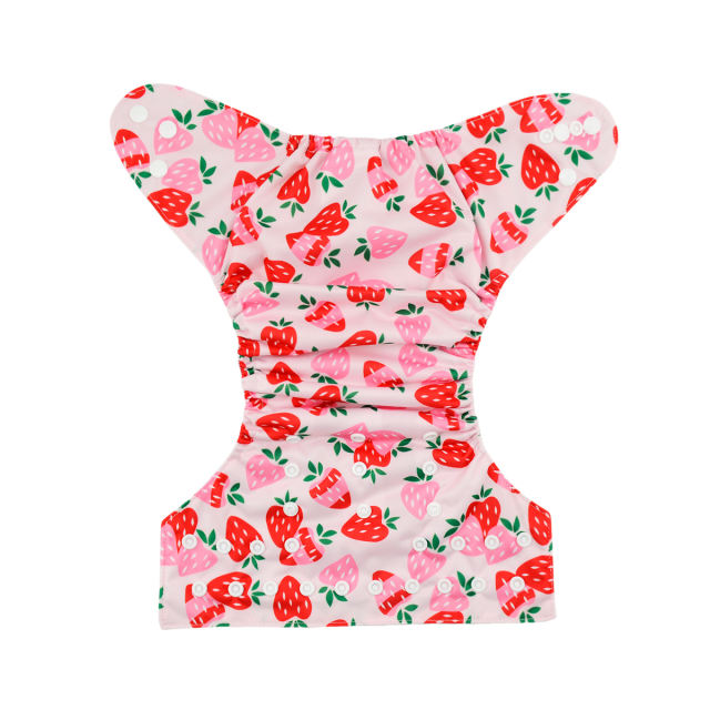ALVABABY One Size Print Pocket Cloth Diaper -Strawberry (H037A)