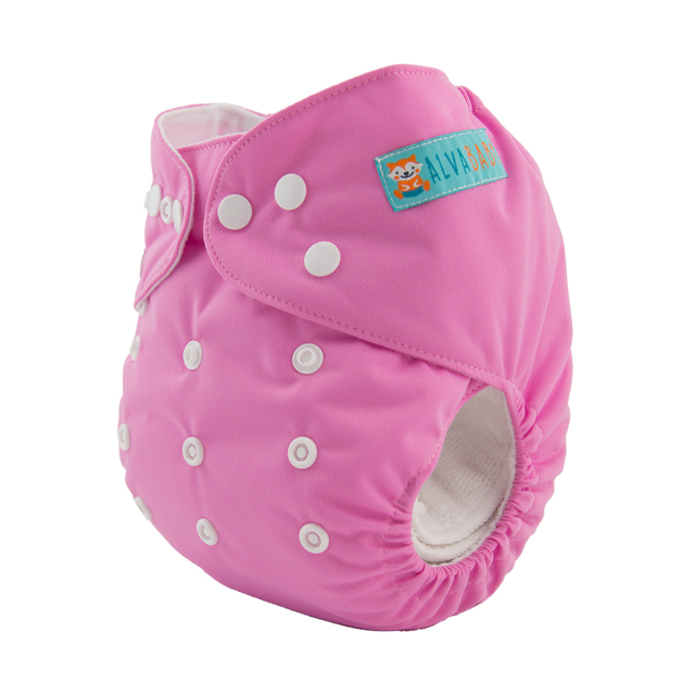 ALVABABY One Size Solid Color Pocket Cloth Diaper -Pink(B08A)