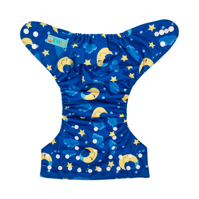 ALVABABY One Size Print Pocket Cloth Diaper -Moon and star(H085A)