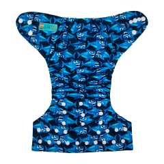 ALVABABY One Size Print Pocket Cloth Diaper -Blue Sharks(H-YK47A)