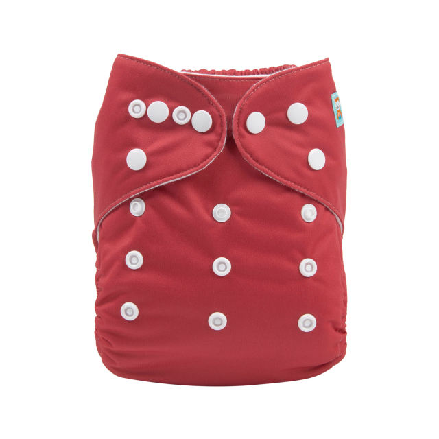 ALVABABY One Size Solid Color Pocket Cloth Diaper -Jester Red(B36A)