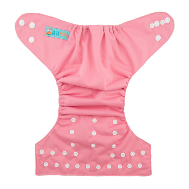 ALVABABY One Size Solid Color Pocket Cloth Diaper -Pink(B16A)