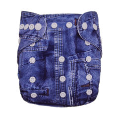 ALVABABY One Size Print Pocket Cloth Diaper -Jeans(J01A)