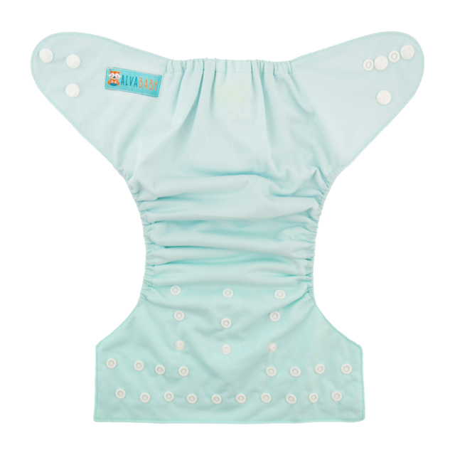 ALVABABY One Size Solid Color Pocket Cloth Diaper -Light green(B02A)