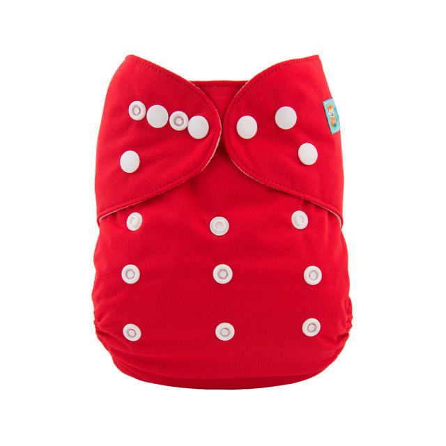ALVABABY One Size Solid Color Pocket Cloth Diaper -Red(B07A)