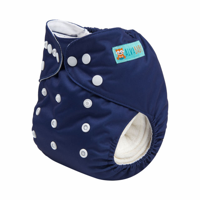 ALVABABY One Size Solid Color Pocket Cloth Diaper -Eclipse(B35A)