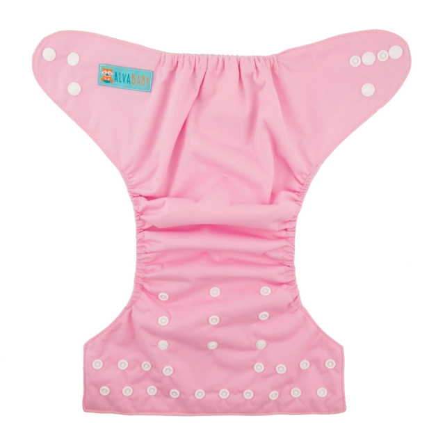 ALVABABY One Size Solid Color Pocket Cloth Diaper -Pink(B18A)
