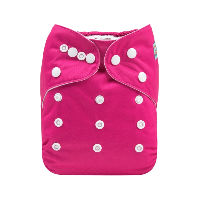 ALVABABY One Size Solid Color Pocket Cloth Diaper -Pink Peacock(B34A)