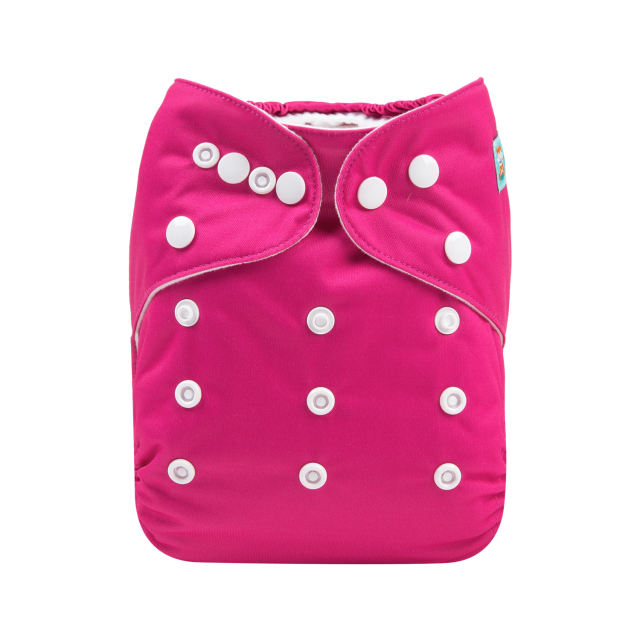 ALVABABY One Size Solid Color Pocket Cloth Diaper -Pink Peacock(B34A)