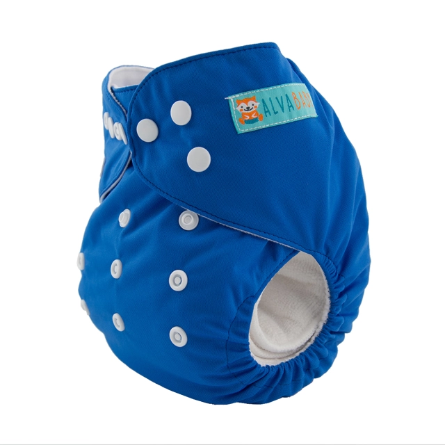 ALVABABY One Size Solid Color Pocket Cloth Diaper -Blue(B25A)