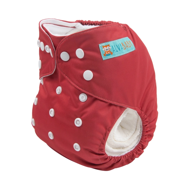 ALVABABY One Size Solid Color Pocket Cloth Diaper -Jester Red(B36A)
