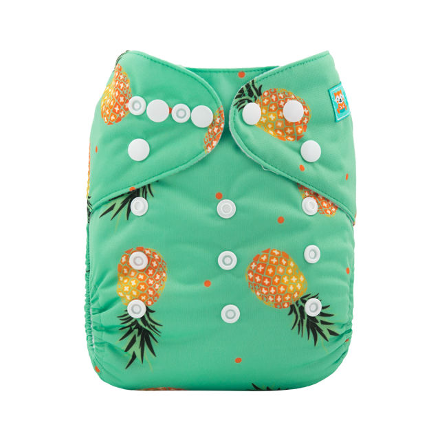 ALVABABY One Size Print Pocket Cloth Diaper -Pineapple(H074A)
