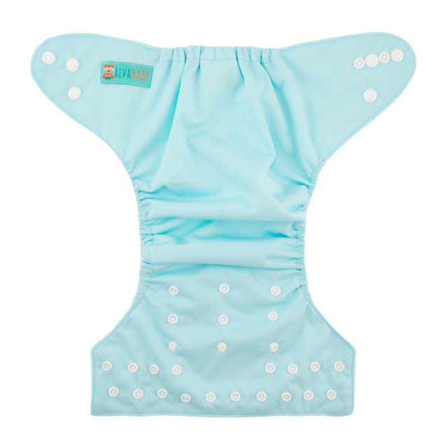 ALVABABY One Size Solid Color Pocket Cloth Diaper -Light blue(B03A)