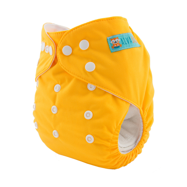 ALVABABY One Size Solid Color Pocket Cloth Diaper -Yellow(B01A)