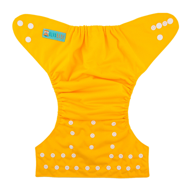 ALVABABY One Size Solid Color Pocket Cloth Diaper -Yellow(B01A)