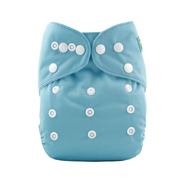 ALVABABY One Size Solid Color Pocket Cloth Diaper -Light blue(B04A)