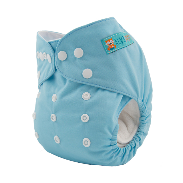 ALVABABY One Size Solid Color Pocket Cloth Diaper -Light blue(B04A)