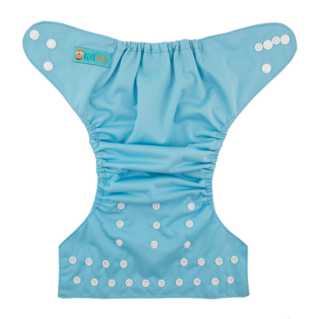 ALVABABY One Size Solid Color Pocket Cloth Diaper -Light blue(B04A)