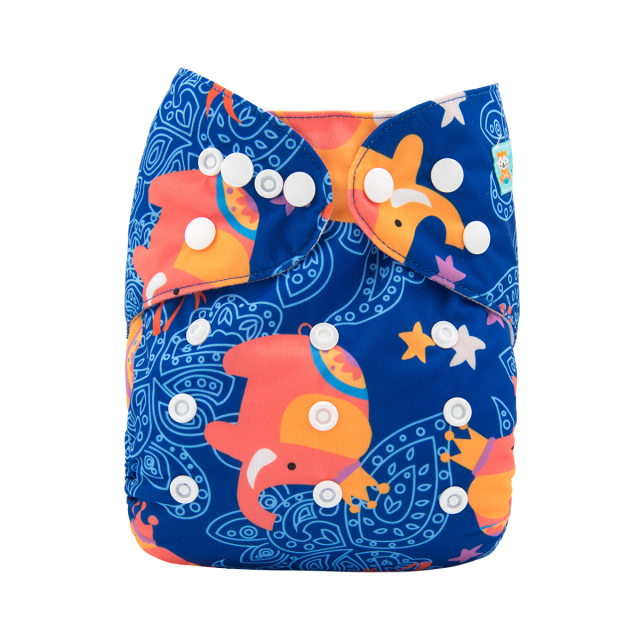 ALVABABY One Size Print Pocket Cloth Diaper -Elephant(H084A)