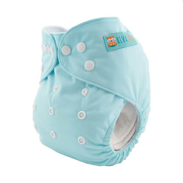 ALVABABY One Size Solid Color Pocket Cloth Diaper -Light blue(B03A)