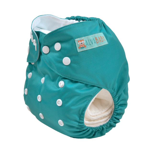 ALVABABY One Size Solid Color Pocket Cloth Diaper -Marrs Green(B37A)